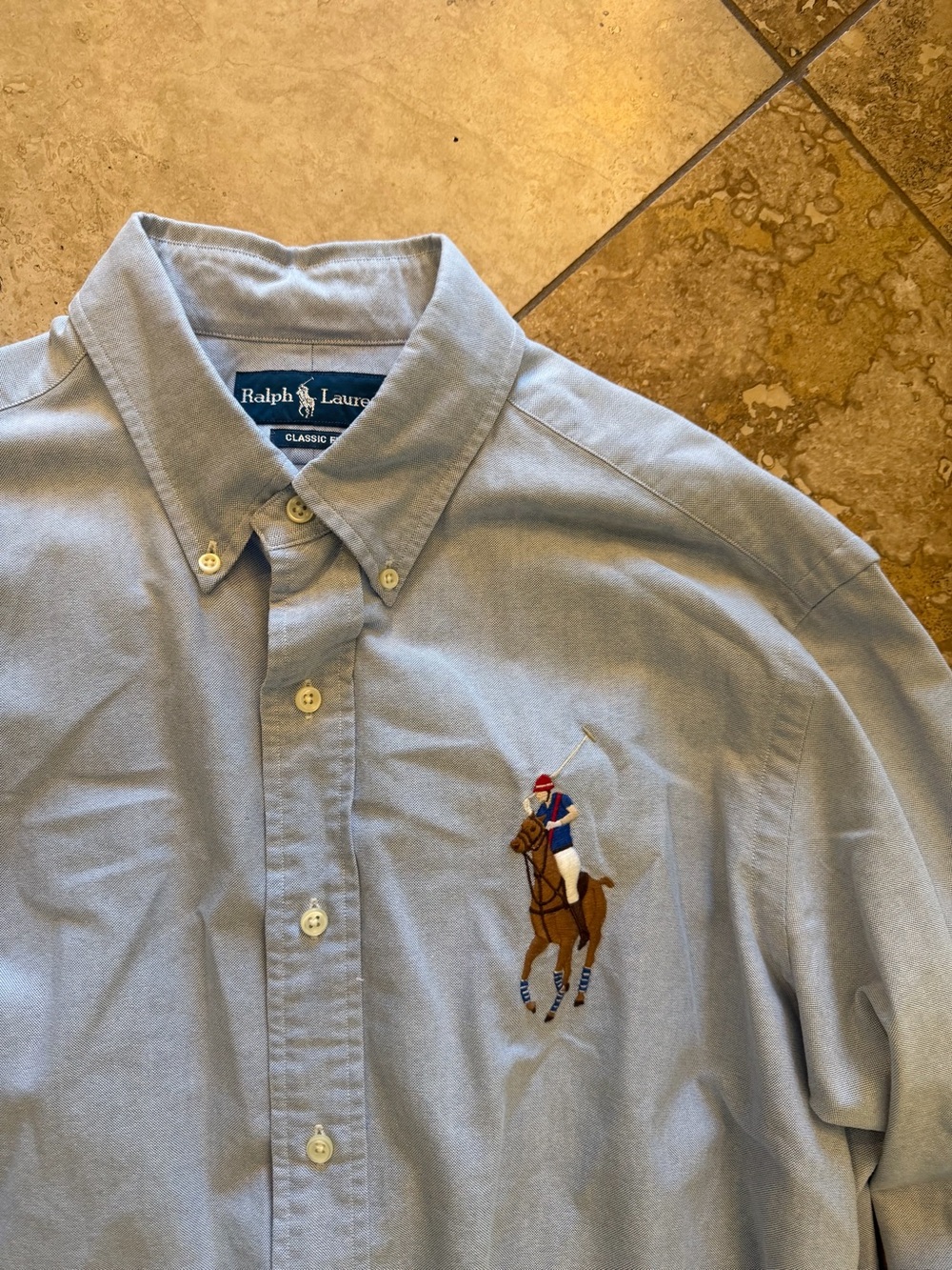 Ralph Lauren Light Blue Button-Down Oxford Shirt with Embroidered Pony